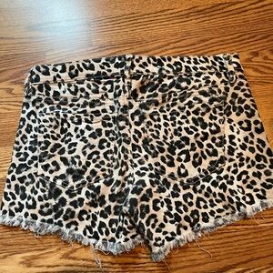 Express Leopard Print Jean Shorts